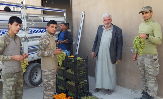 Akçakale'de askerlere meyve ikram edildi