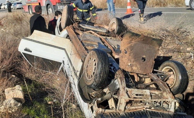 Kısas yolunda araç şarampole uçtu