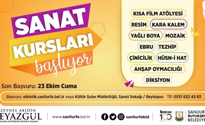 Şanlıurfa’da sanat kursları başlıyor