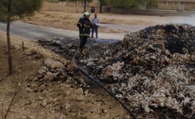 Şanlıurfa'da pamuk yangınına itfaiye müdahale etti