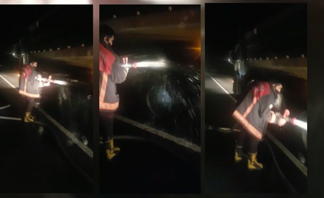 Şanlıurfa'da seyir halindeki TIR'da yangın!