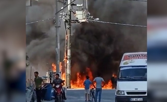 Şanlıurfa’da patlayan trafo alev alev yandı