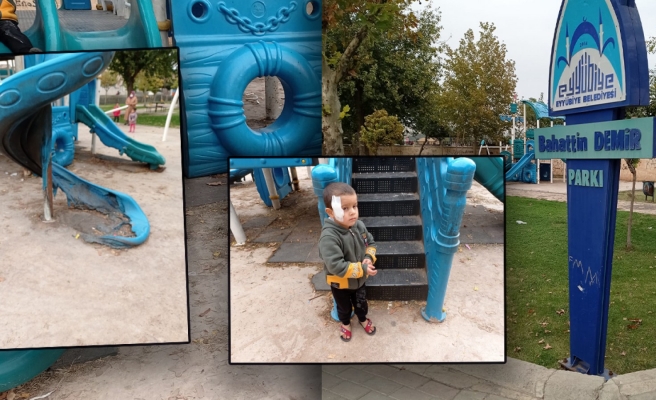 Bakımsız parkta çocuklar yaralanıyor