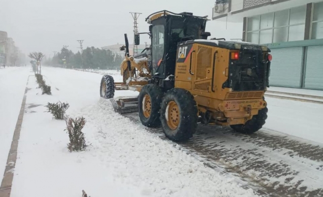 Viranşehir'de karla mücadele ekipleri sahada