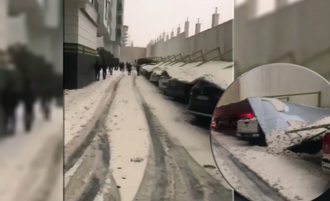 Urfa'daki otoparkta araçların üzerine sundurma düştü!