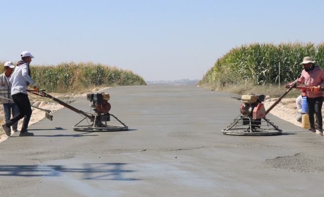 Ceylanpınar kırsalındaki yollarda sathi asfalt ve beton yol çalışması
