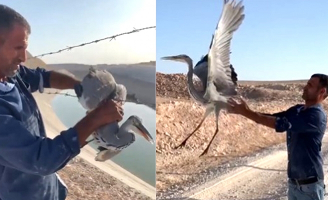 Urfa'da tellere takılan balıkçılı vatandaş kurtardı