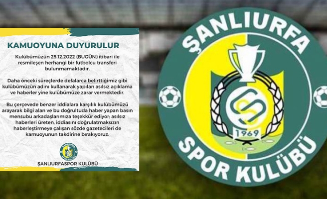 Şanlıurfaspor’dan transfer iddialarına yanıt