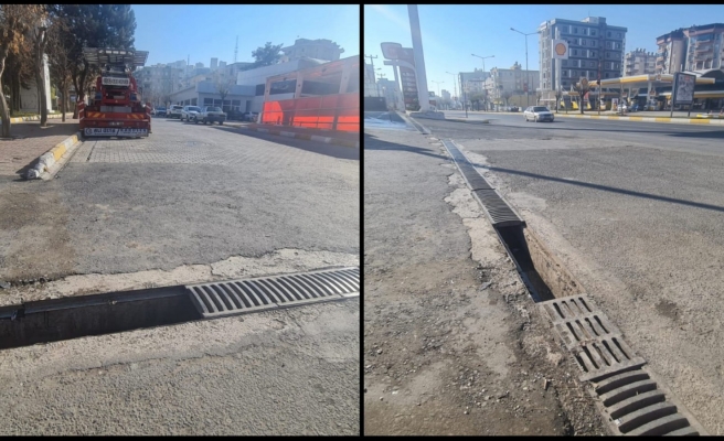 Karaköprü'de hırsızlar yağmur suyu mazgallarını çaldı