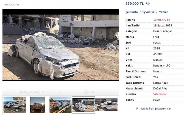 Urfa’da depremde hasar gören aracını ilana koydu