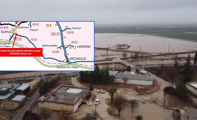 Sel sonrası Suruç-Akçakale yolu ulaşıma kapandı