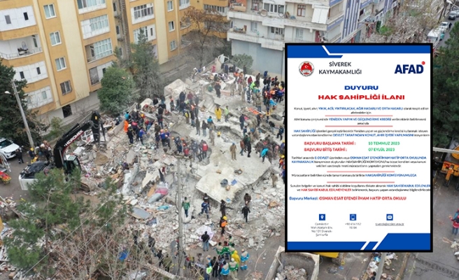 Siverek Kaymakamlığı’ndan ‘hak sahipliği’ duyurusu