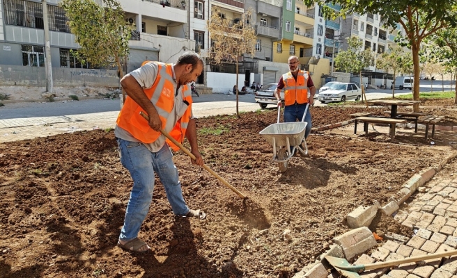 Eyyübiye parklarında sonbahar çalışması