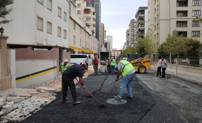 Akpiyar’da yollara sıcak asfaltla dökülüyor