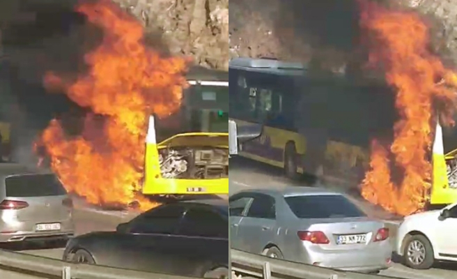 Karaköprü’de belediye otobüsünde yangın çıktı